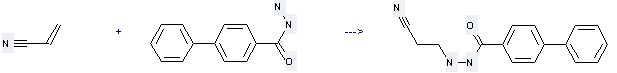 The Biphenyl-4-carboxylic acid N'-(2-cyano-ethyl)-hydrazide could be obtained by the reactants of acrylonitrile and [1,1'-Biphenyl]-4-carboxylicacid, hydrazide.